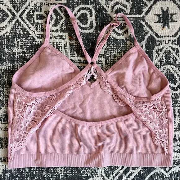 Pink Lacey Crop Top: Size M/L - Picture 2 of 3